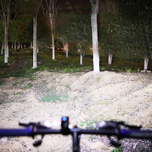 (image for) 1000LM Brightness Bike Light Set 6 Light Modes 1200mAh Battery Aluminum Alloy Bicycle Front Light with Smart Taillight for Mountain Bicycle Scooter