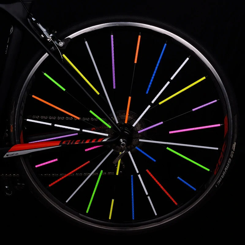 (image for) 12pcs 7.5cm Bicycle Wheel Reflective Sticker Warning Light Tube Strip MTB Cycling Safety Kit for MTB Road Bike