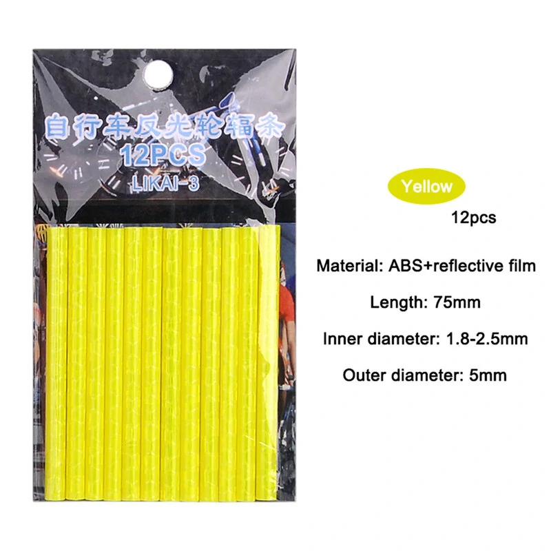 (image for) 12pcs 7.5cm Bicycle Wheel Reflective Sticker Warning Light Tube Strip MTB Cycling Safety Kit for MTB Road Bike
