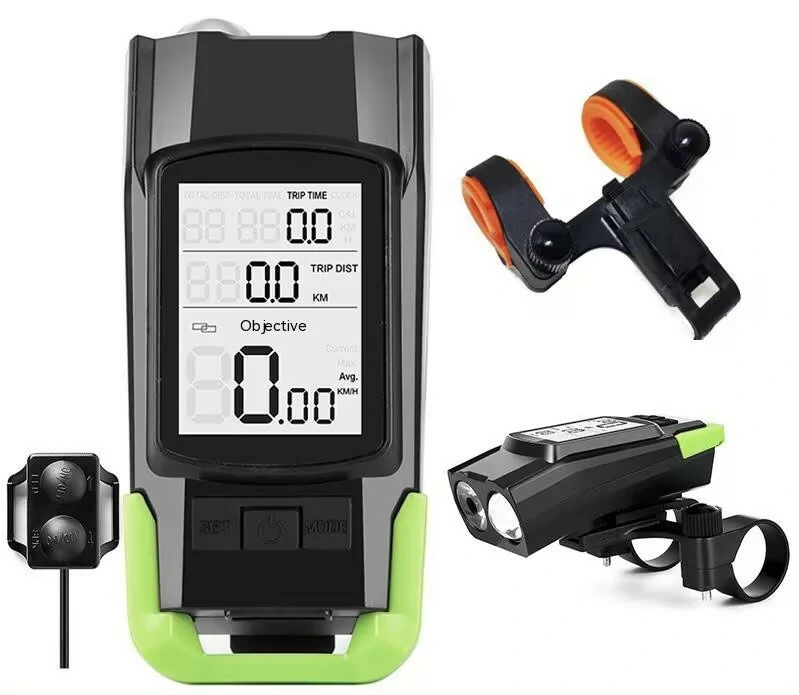(image for) 3 in 1 Bike Headlight 800Lm Brightness 3 Light Mode 4000mAh Battery IP65 Waterproof Horn Speedometer Bicycle Front Lights