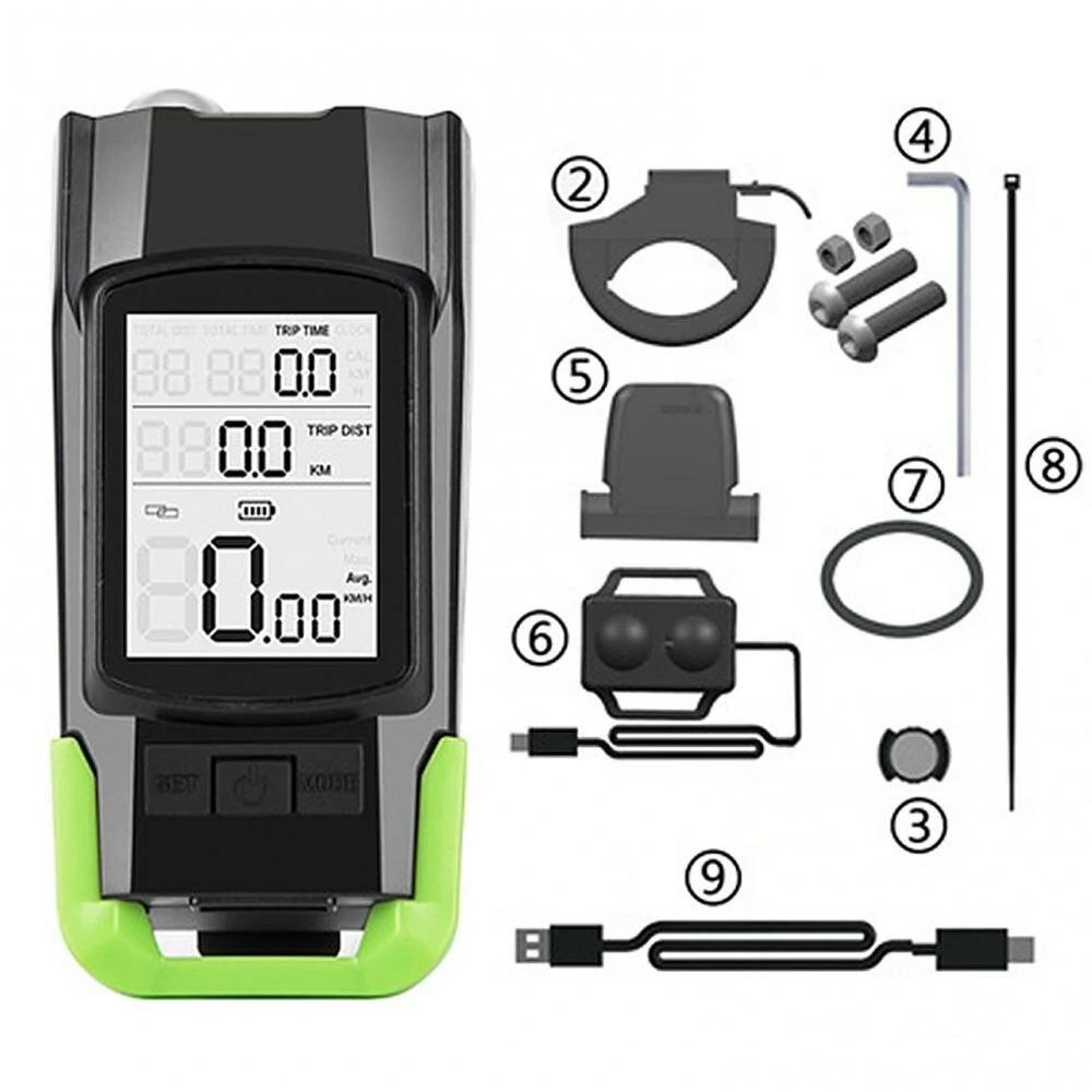(image for) 3 in 1 Bike Headlight 800Lm Brightness 3 Light Mode 4000mAh Battery IP65 Waterproof Horn Speedometer Bicycle Front Lights