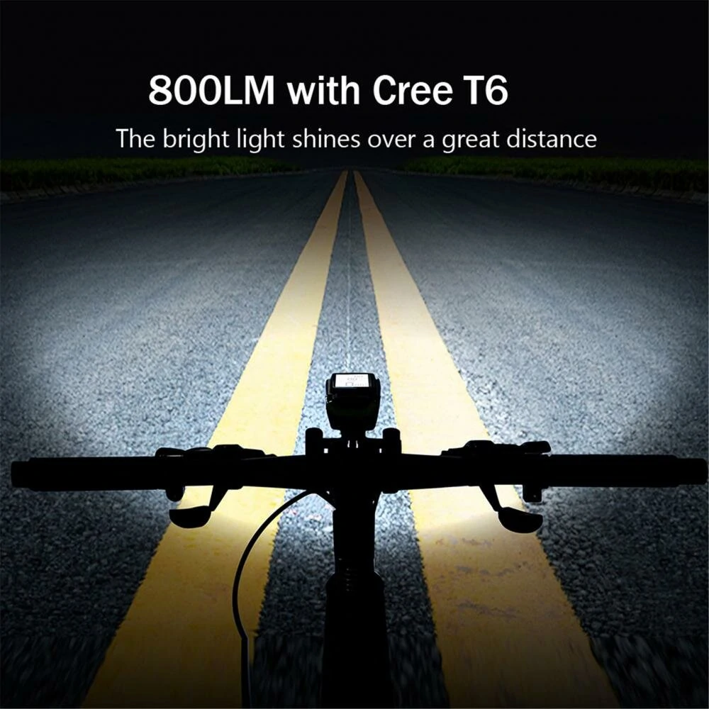 (image for) 3 in 1 Bike Headlight 800Lm Brightness 3 Light Mode 4000mAh Battery IP65 Waterproof Horn Speedometer Bicycle Front Lights