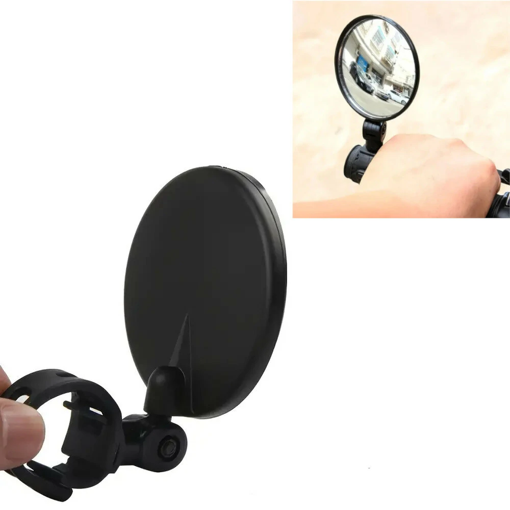 (image for) 8cm Rear 360 Degree Rotation Adjustable Bike Mirrors Universal Handlebar Mount Bike Cycling Reflector Safety View Mirror