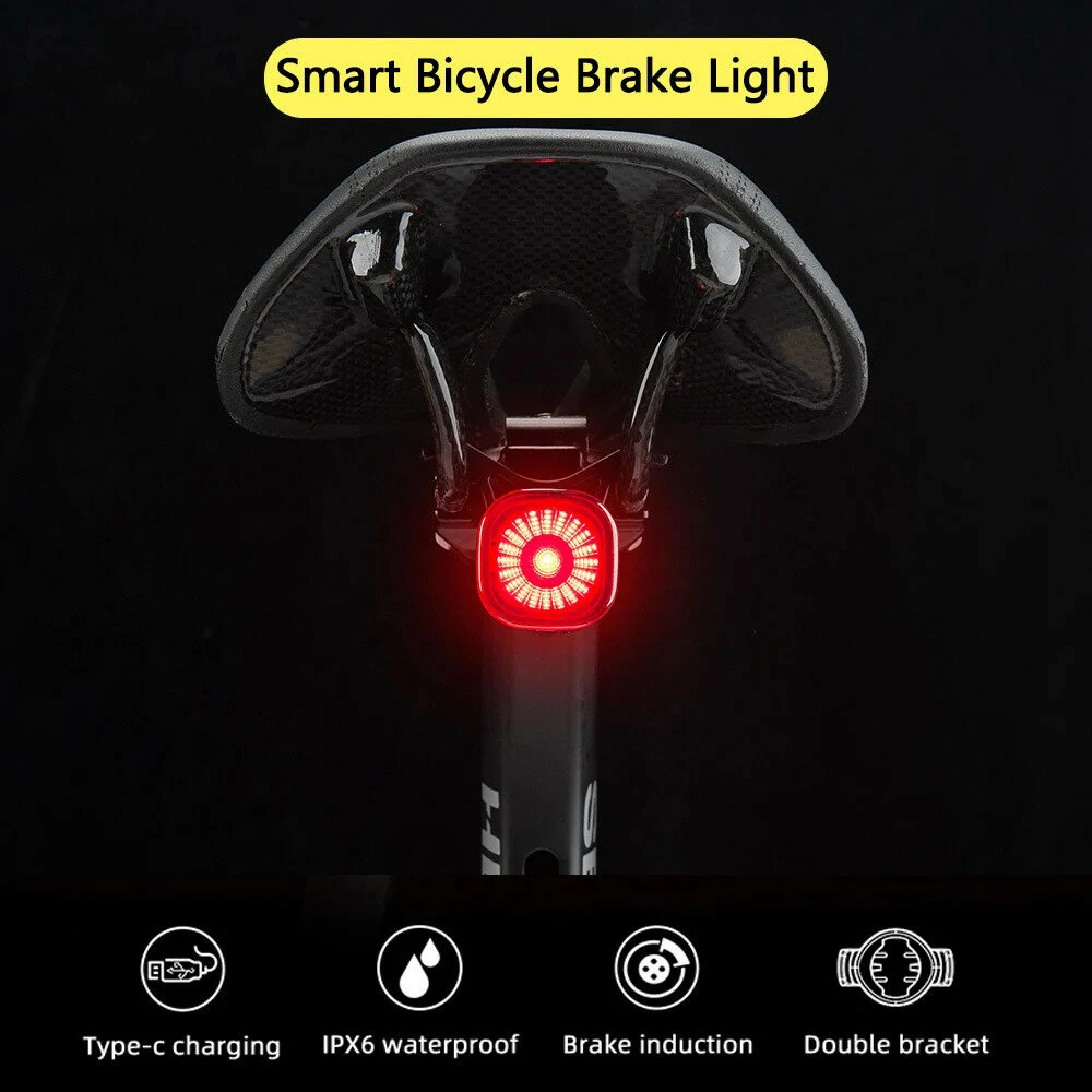 (image for) ANTUSI Q2S Bike Taillight Intelligent braking sensor 260mAh Battery 4 Light Modes Type-C Charging IPX6 Waterproof Wear-resistant Bicycle Rear Light for Night Cycling