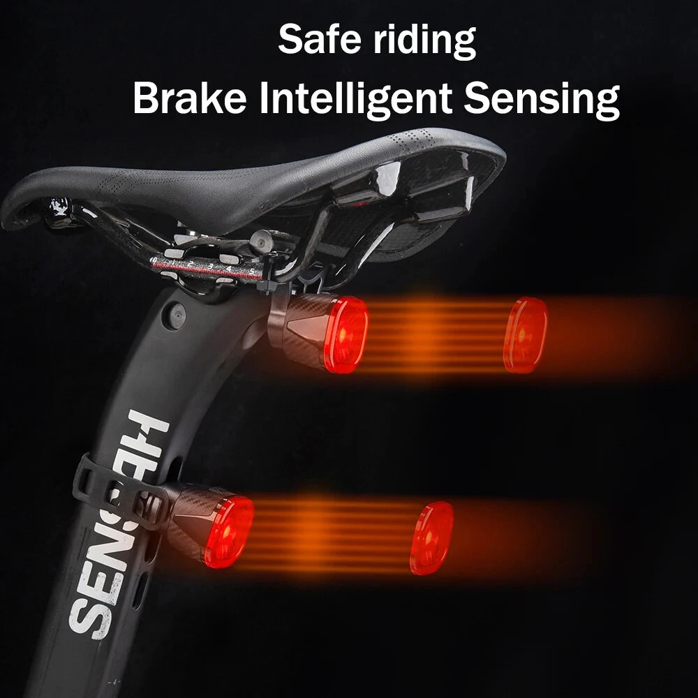 (image for) ANTUSI Q2S Bike Taillight Intelligent braking sensor 260mAh Battery 4 Light Modes Type-C Charging IPX6 Waterproof Wear-resistant Bicycle Rear Light for Night Cycling