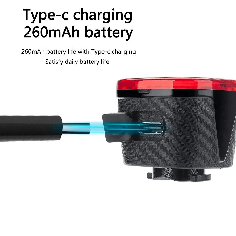 (image for) ANTUSI Q2S Bike Taillight Intelligent braking sensor 260mAh Battery 4 Light Modes Type-C Charging IPX6 Waterproof Wear-resistant Bicycle Rear Light for Night Cycling