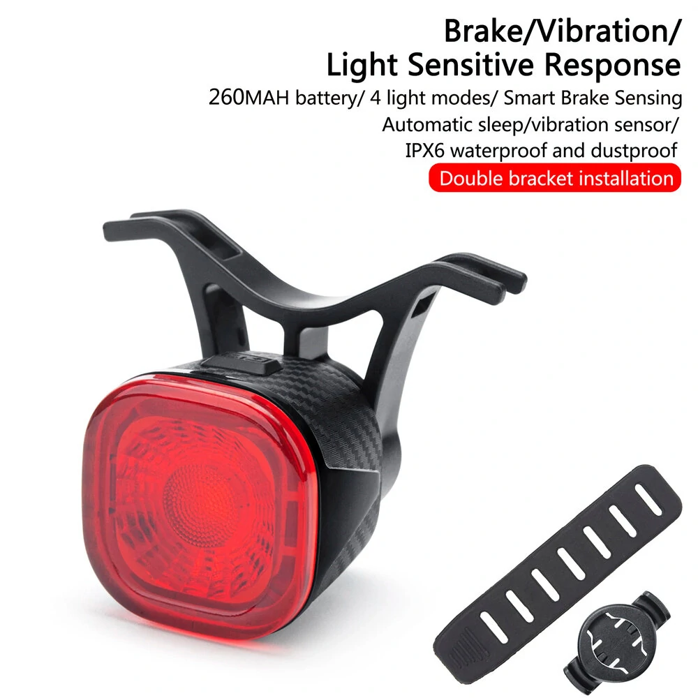 (image for) ANTUSI Q2S Bike Taillight Intelligent braking sensor 260mAh Battery 4 Light Modes Type-C Charging IPX6 Waterproof Wear-resistant Bicycle Rear Light for Night Cycling