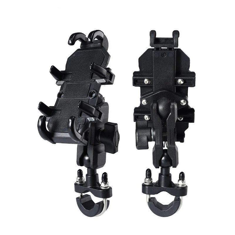 (image for) Aluminum Alloy Bike Phone Holder with Shock Absorber Bicycle Handlebar Rearview Mirror Mount for 4.7-7.1 inch Smartphones