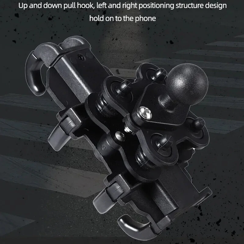 (image for) Aluminum Alloy Bike Phone Holder with Shock Absorber Bicycle Handlebar Rearview Mirror Mount for 4.7-7.1 inch Smartphones