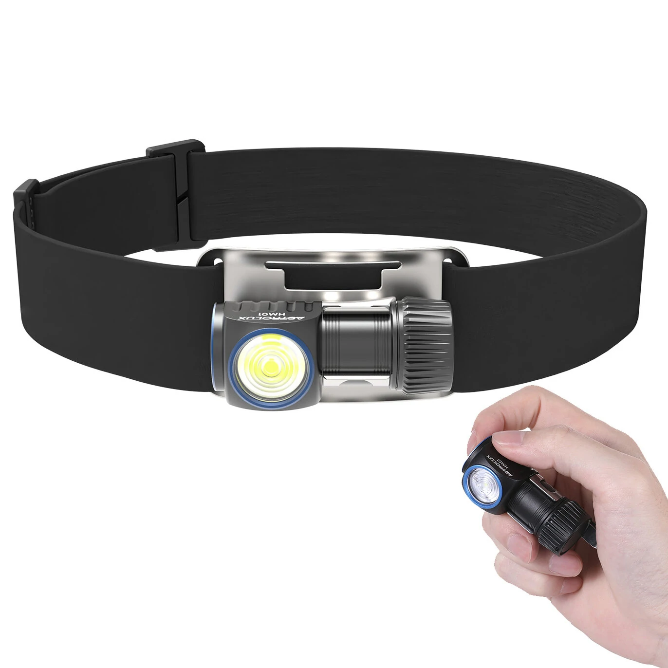 (image for) Astrolux® HM01 Lightweight L-Shape Running Headlamp 800LM 87M Throw White and Red Light LED Portable Flashlight Power by 16340 800mAh Battery Type-C Rechargeable IP68 Waterproof for Outd