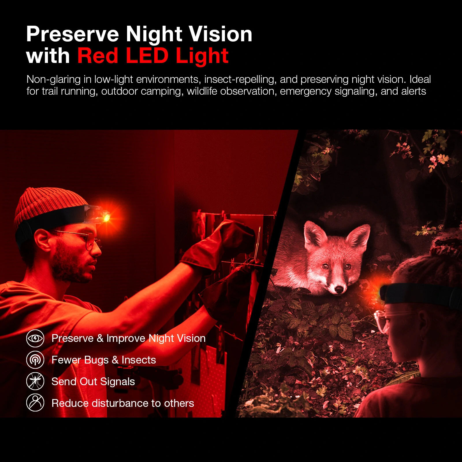 (image for) Astrolux® HM01 Lightweight L-Shape Running Headlamp 800LM 87M Throw White and Red Light LED Portable Flashlight Power by 16340 800mAh Battery Type-C Rechargeable IP68 Waterproof for Outd