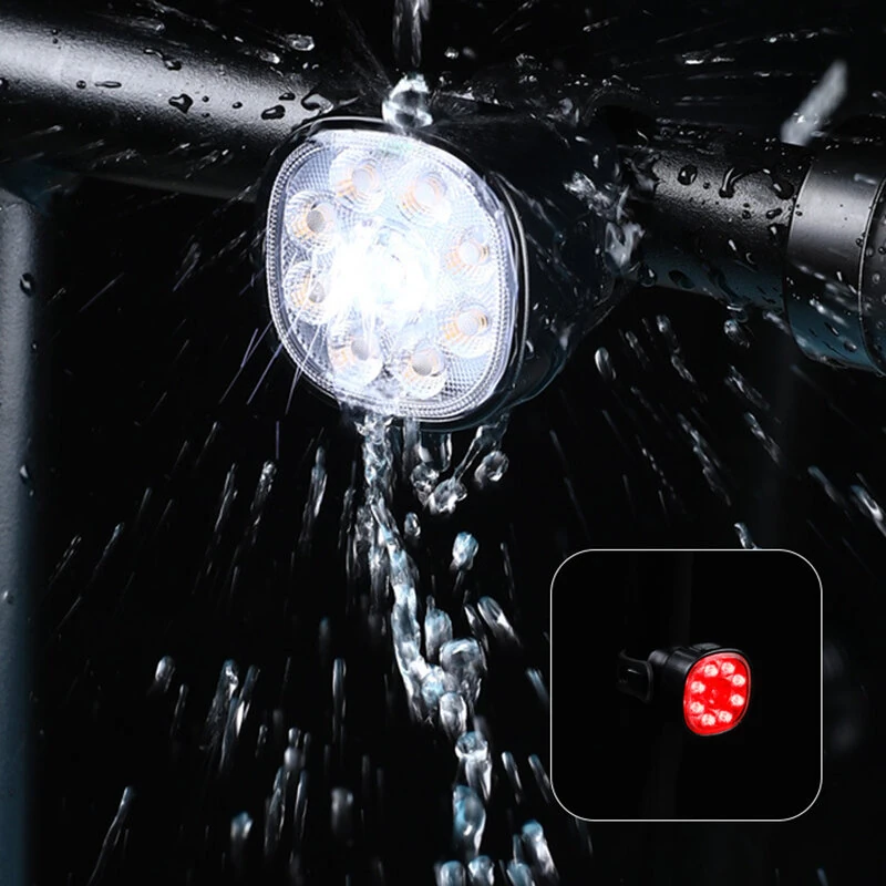 (image for) BIKIGHT Q9 Bike Light Set Bicycle Headlight 1500mAh Battery 8 Light Modes Type-C Rechargeable IP65 Waterproof Bicycle Front Light with Taillight for Outdoor Cycling