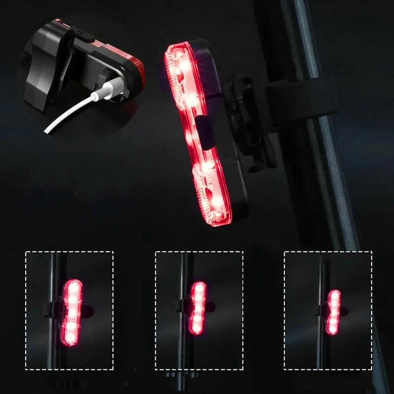 (image for) Bike Rear Light USB Rechargeable Bicycle Tail Light For Cycling Helmet Backpack Safety Warning TailLight