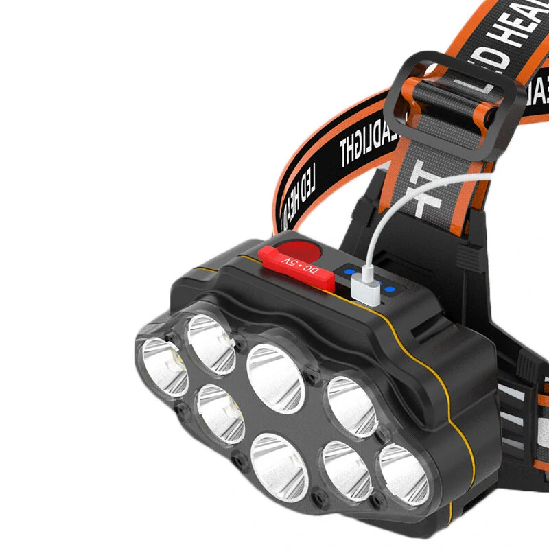 (image for) Bikight 4-Modes 8*XPG LED Headlamp USB Rechargeable Long Shoot Camping Head Light 18650 Fishing Lantern Waterproof Head Torch Flashlight