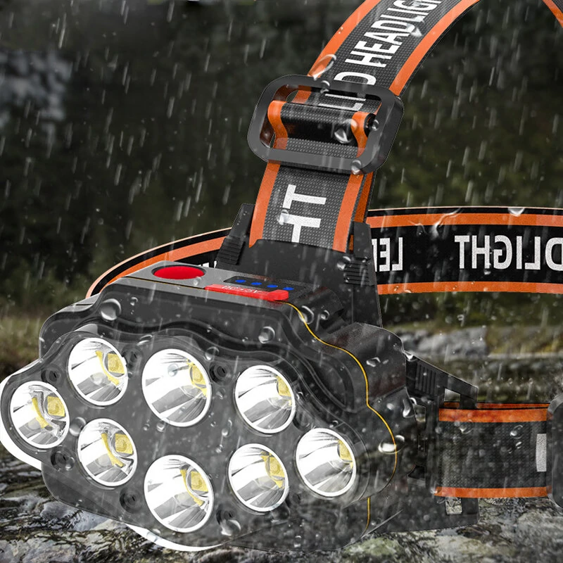 (image for) Bikight 4-Modes 8*XPG LED Headlamp USB Rechargeable Long Shoot Camping Head Light 18650 Fishing Lantern Waterproof Head Torch Flashlight