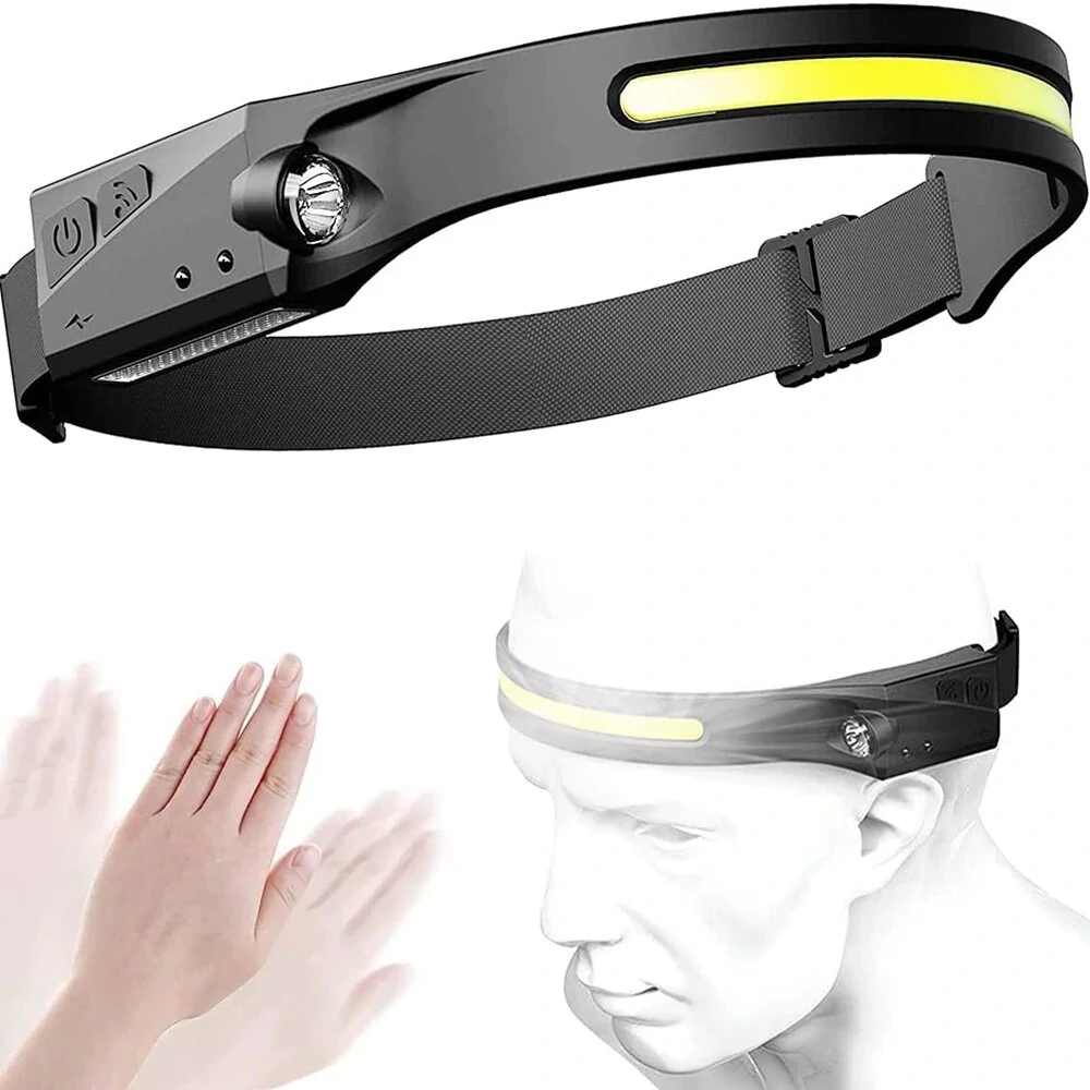 (image for) Bikight LX200 Wave Sensor 1200mAh 270° Wide Range 350LM 5 Lighting Modes LED Headlamp USB Rechargeable Head Torch COB Outdoor Cycling Adventure Fishing Flashlight Bike Headlamp