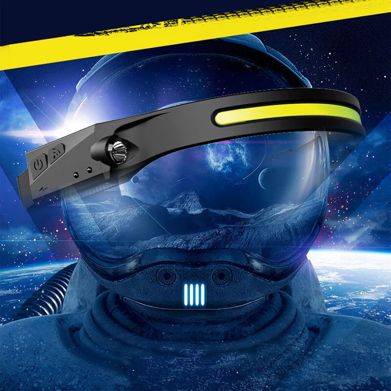 (image for) Bikight LX200 Wave Sensor 1200mAh 270° Wide Range 350LM 5 Lighting Modes LED Headlamp USB Rechargeable Head Torch COB Outdoor Cycling Adventure Fishing Flashlight Bike Headlamp