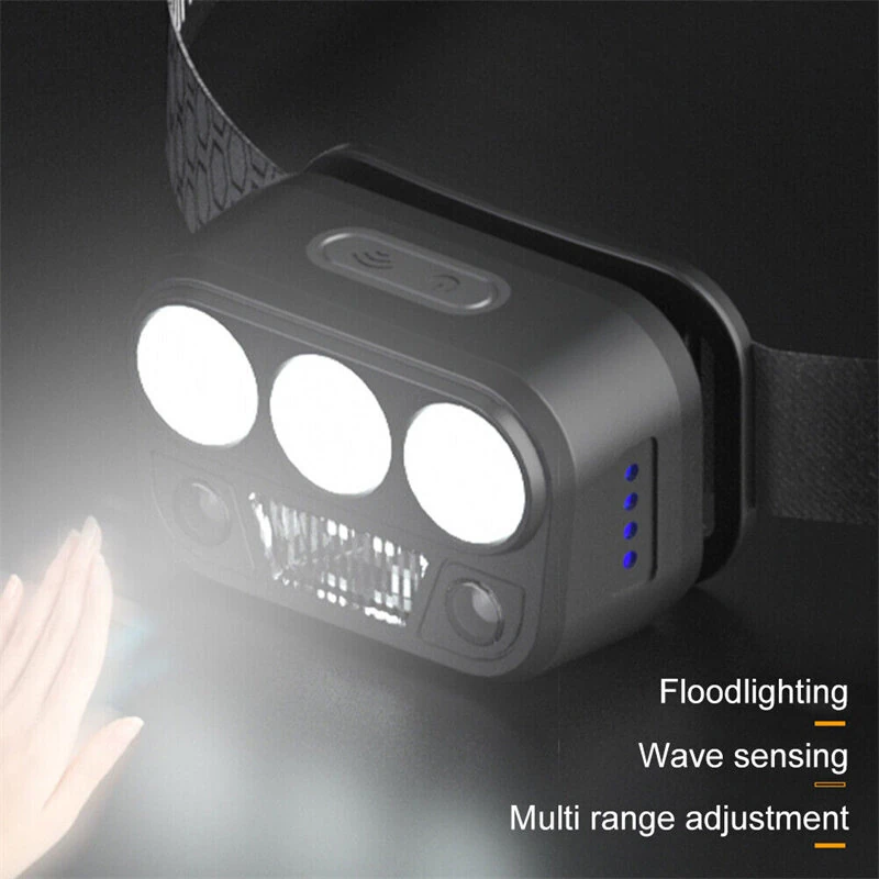 (image for) Bikight Smart Body Motion Sensor Portable Mini LED Headlamp USB Rechargeable Outdoor Camping Light Powerful Headlight Head Lamps
