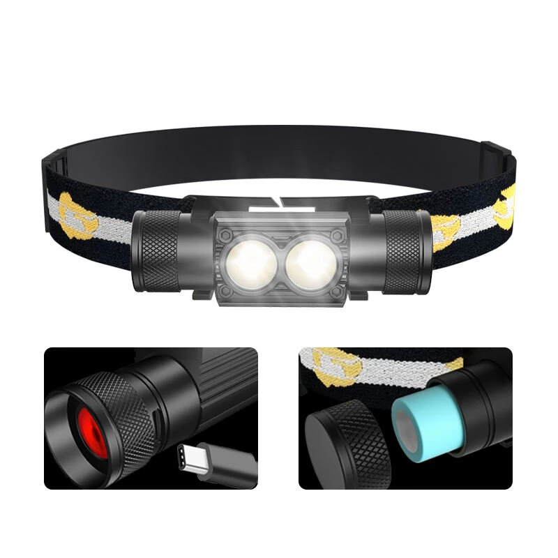 (image for) Bikight Super Bright Portable USB C Rechargeable Aluminum Alloy LED Headlamp with 18650 Battery Flashlights Head Light