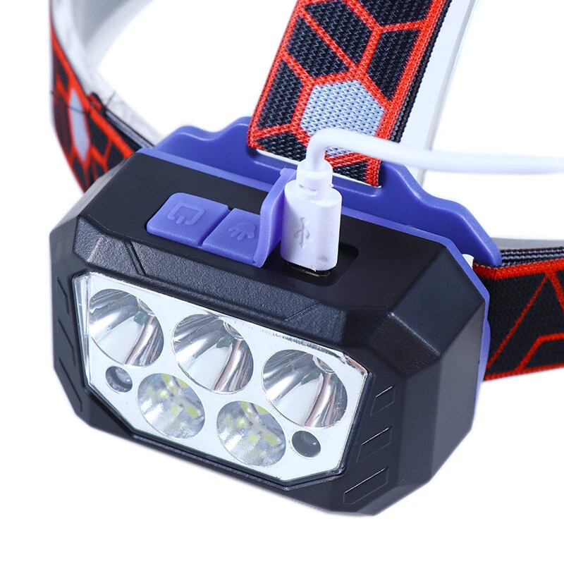 (image for) Motion Sensor Powerful LED Headlamp 5 Led Strong Light Rechageable Headlight Fishing Camping Outdoor Head Lamp Work Flashlight
