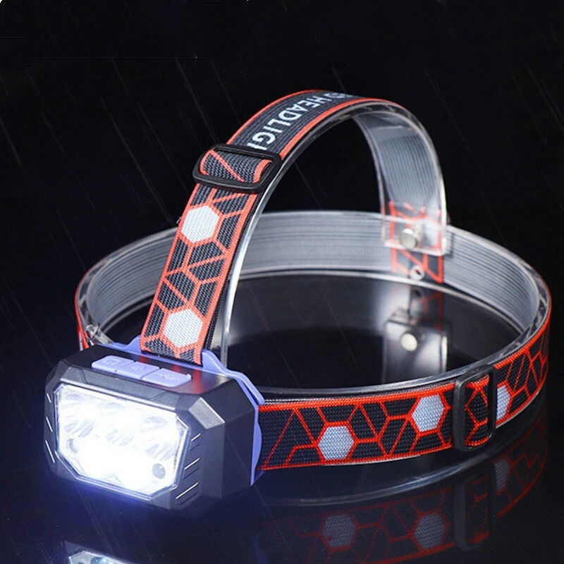 (image for) Motion Sensor Powerful LED Headlamp 5 Led Strong Light Rechageable Headlight Fishing Camping Outdoor Head Lamp Work Flashlight