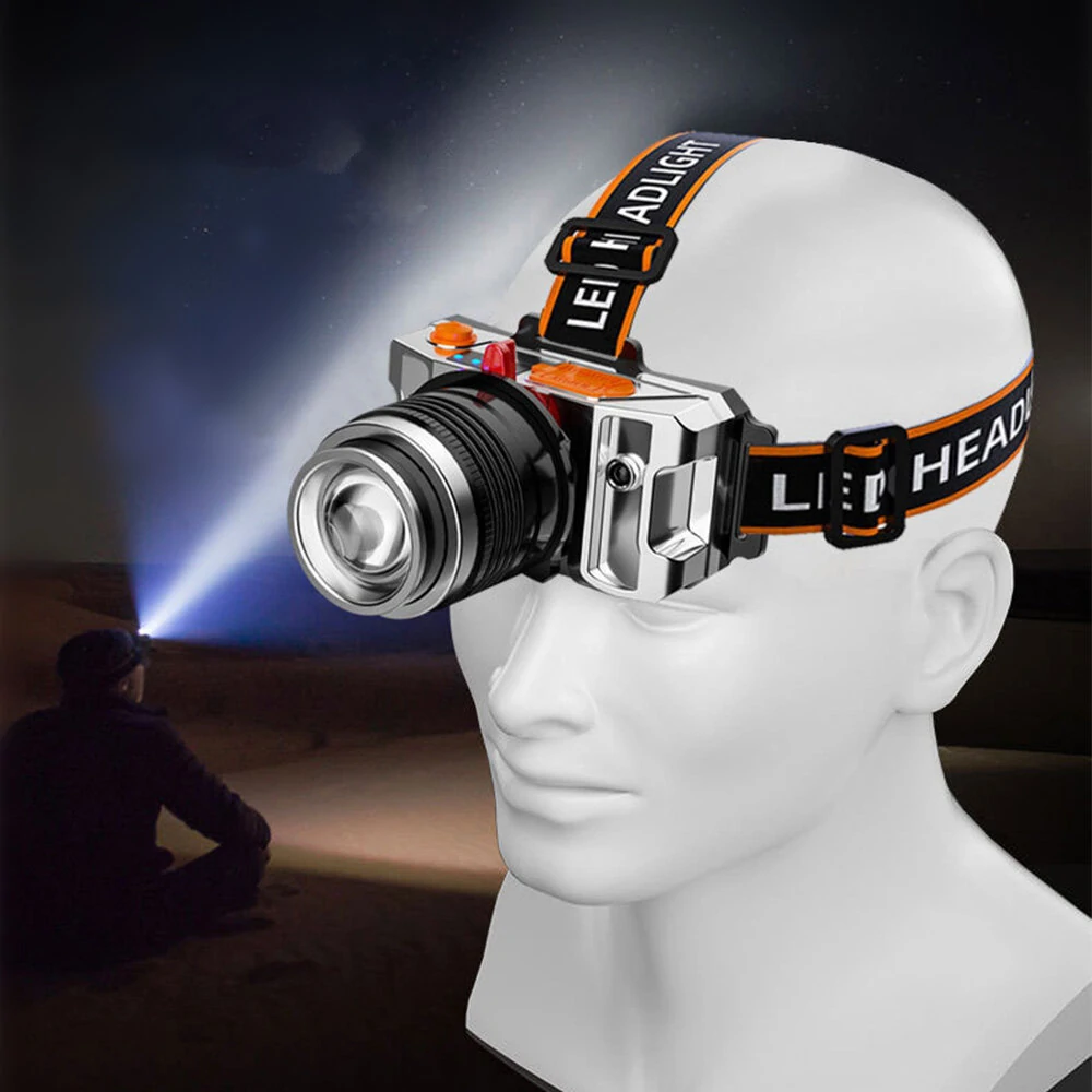 (image for) Outdoor 500LM Wave Sensor Headlamp White Yellow Blue 3 Light Source Fishing Headlights USB Charging Night Running Lamp