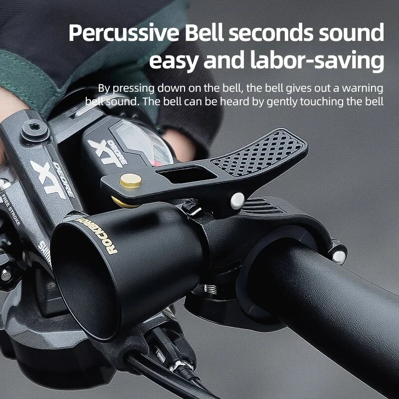 (image for) ROCKBROS Bike Bell 100db Copper Alloy Security Alert Waterproof Ring Easy Installation Crisp Bell for MTB Road Bicycle Cycling