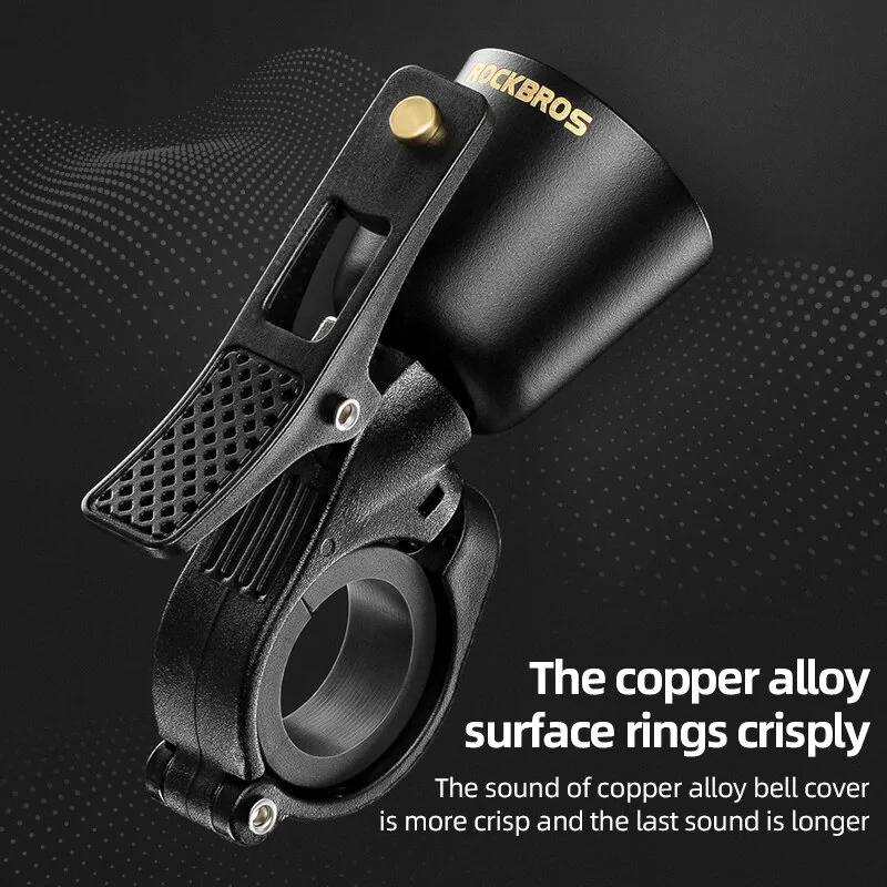 (image for) ROCKBROS Bike Bell 100db Copper Alloy Security Alert Waterproof Ring Easy Installation Crisp Bell for MTB Road Bicycle Cycling