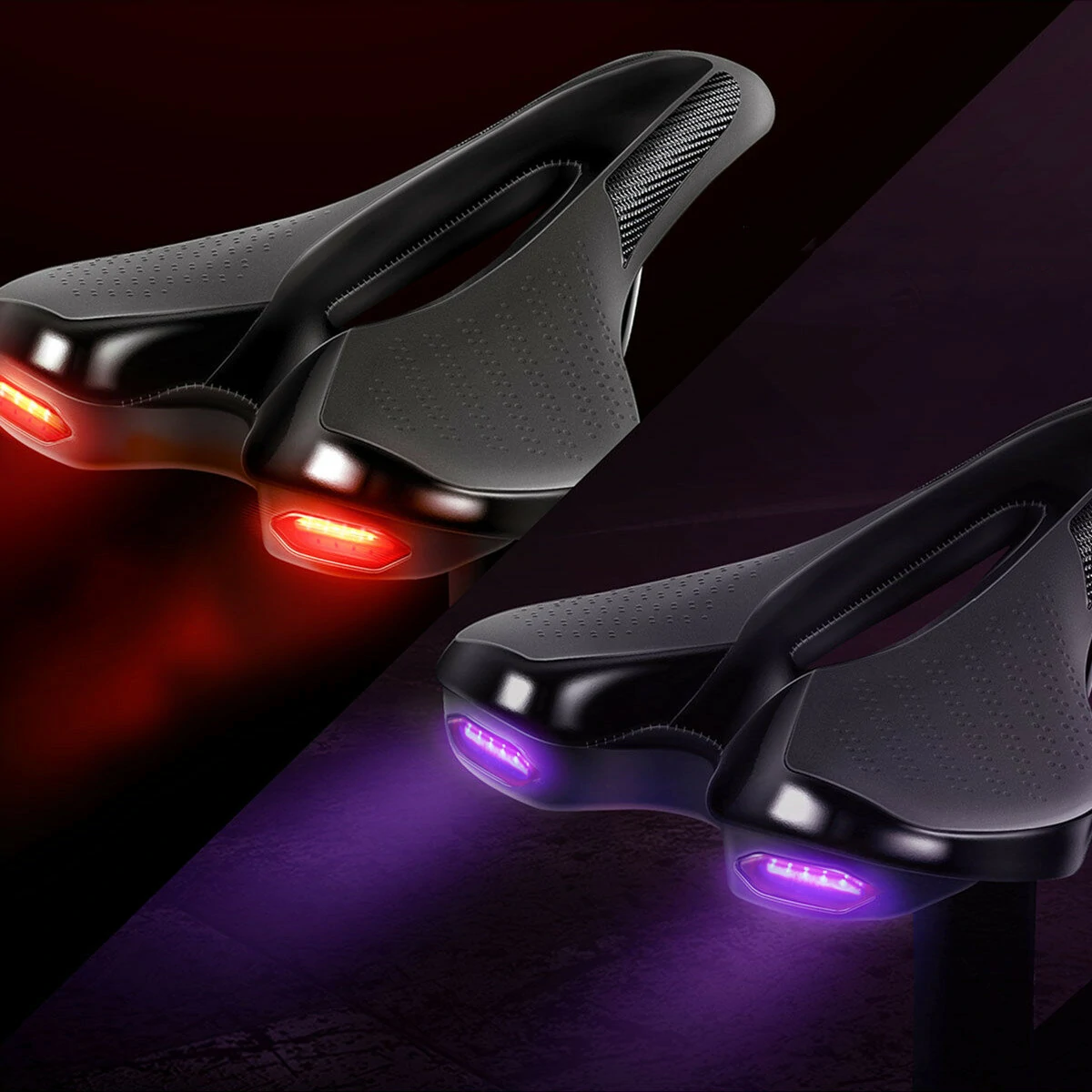(image for) Road Bike Saddle MTB Bicycle Seat With Mountain Cycling Racing Warning Taillight USB Charging PU Breathable Soft Seat Cushion