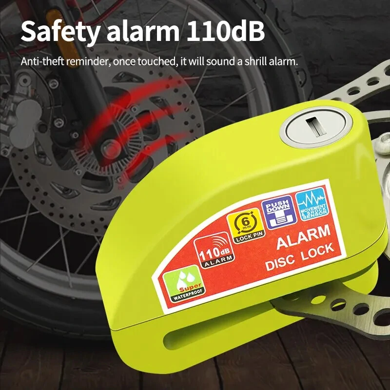 (image for) Smart Bicycle Disc Brake Lock 110dB Loud Alarm Anti-thief Protection Aluminum Alloy Waterproof Reminding Rope Lock for Bike Motorcycle