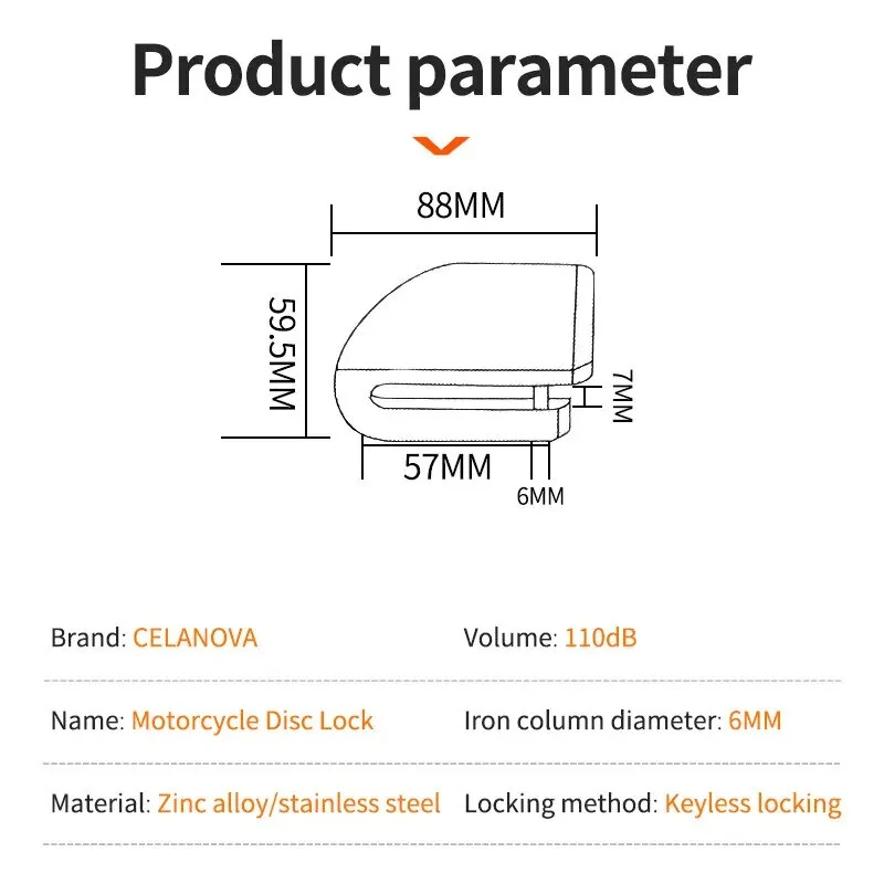 (image for) Smart Bicycle Disc Brake Lock 110dB Loud Alarm Anti-thief Protection Aluminum Alloy Waterproof Reminding Rope Lock for Bike Motorcycle