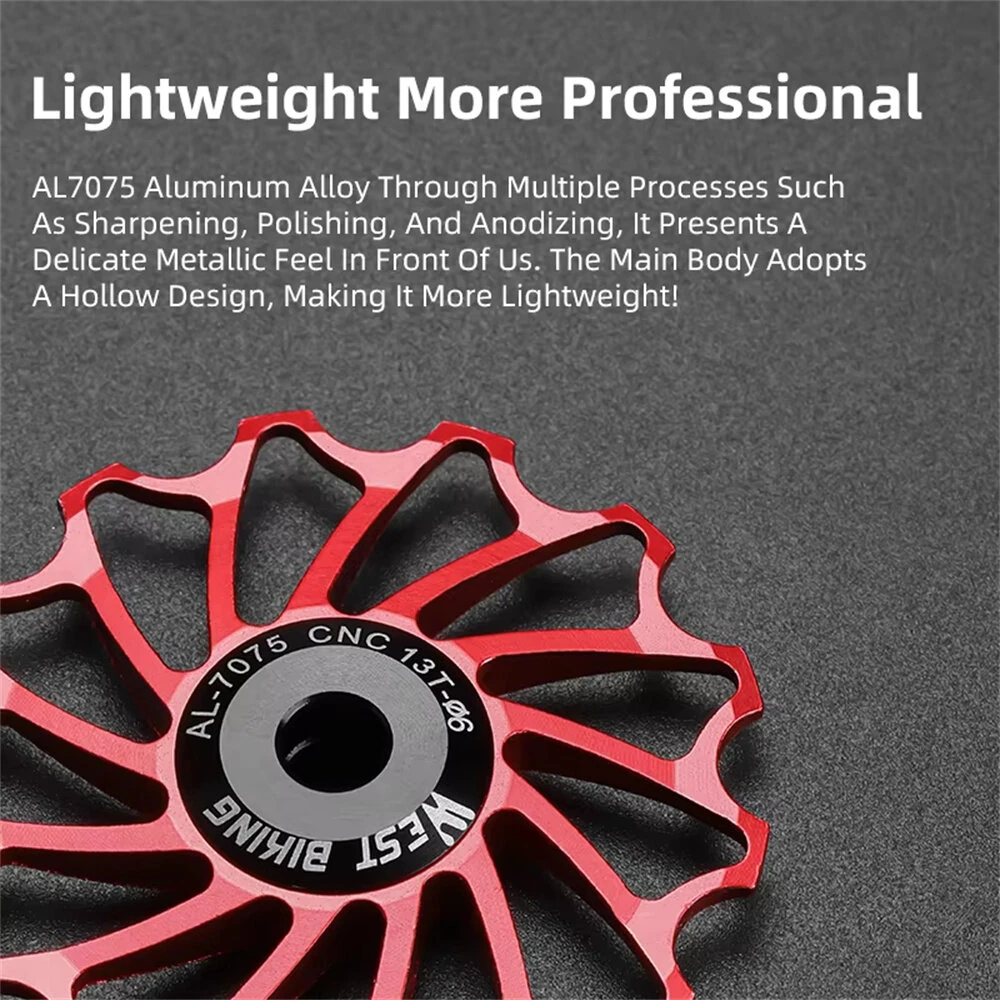 (image for) WEST BIKING 3/5 CM Mountain Bicycle Ceramic Rear Dial Guide Wheel 11T 13T Tooth Derailleur Aluminum Alloy Perrin Bearing Tension Wheel