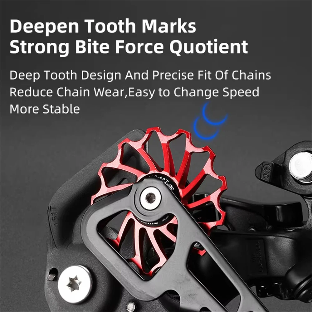 (image for) WEST BIKING 3/5 CM Mountain Bicycle Ceramic Rear Dial Guide Wheel 11T 13T Tooth Derailleur Aluminum Alloy Perrin Bearing Tension Wheel