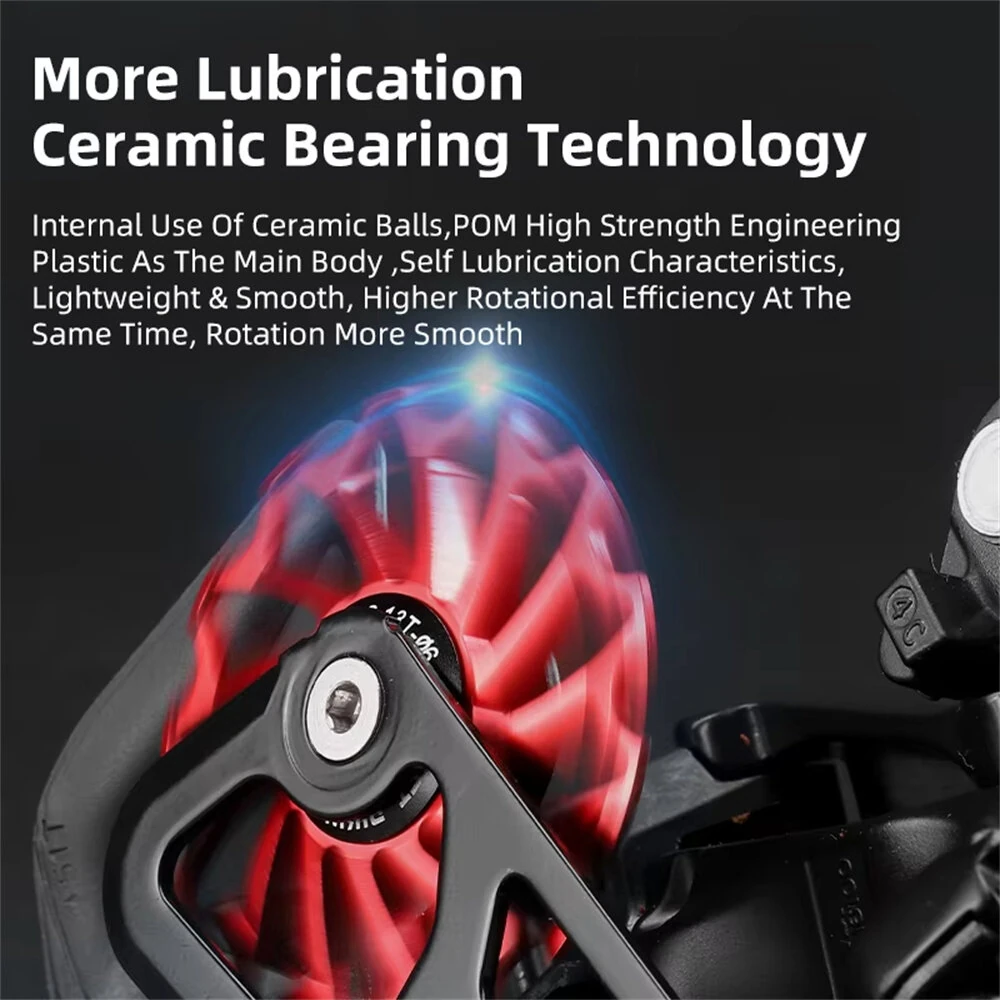 (image for) WEST BIKING 3/5 CM Mountain Bicycle Ceramic Rear Dial Guide Wheel 11T 13T Tooth Derailleur Aluminum Alloy Perrin Bearing Tension Wheel