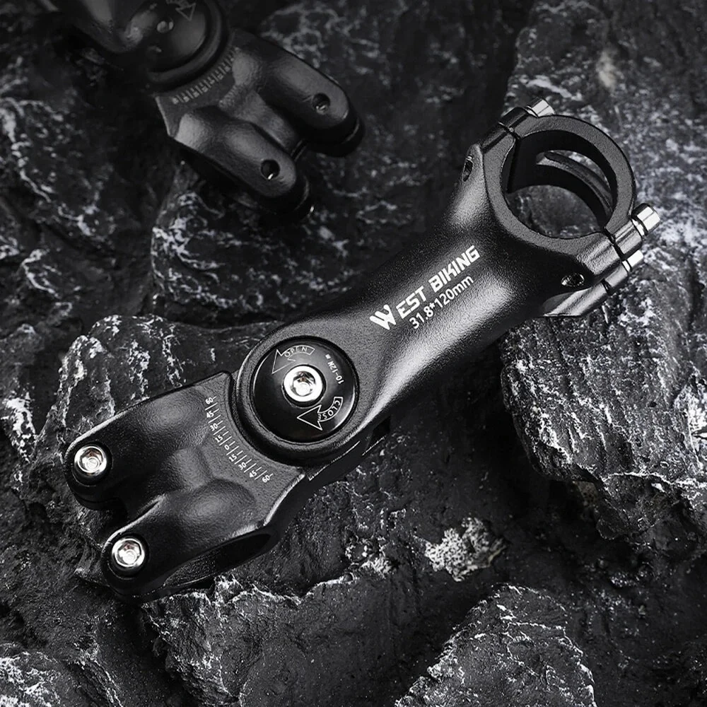 (image for) WEST BIKING 60° Adjustable Bicycle Handlebar Booster 25.4mm Aluminum Alloy Bike Front Fork Stem Adapter