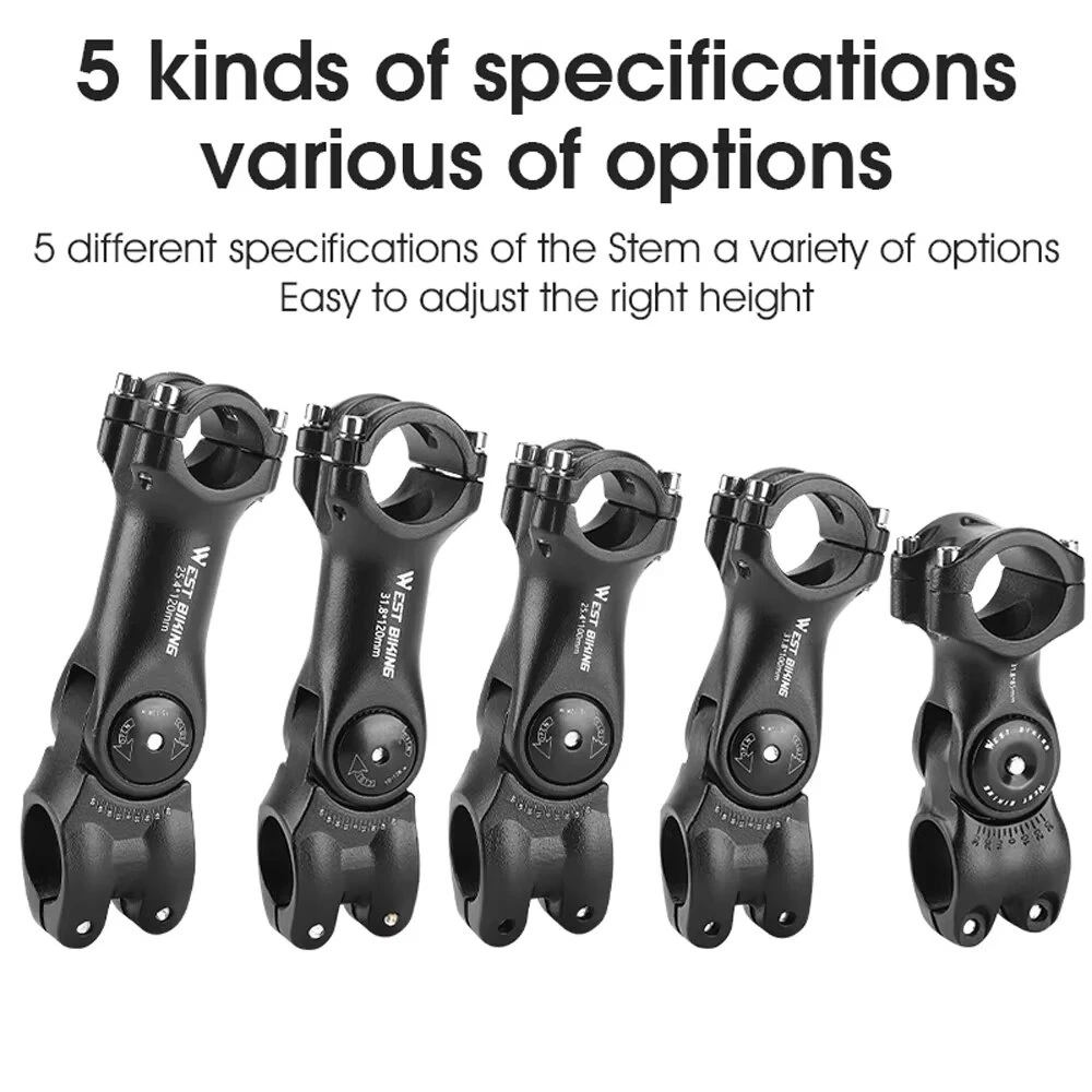 (image for) WEST BIKING 60° Adjustable Bicycle Handlebar Booster 25.4mm Aluminum Alloy Bike Front Fork Stem Adapter