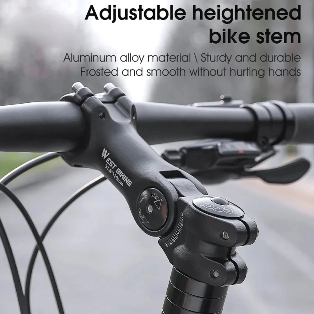 (image for) WEST BIKING 60° Adjustable Bicycle Handlebar Booster 25.4mm Aluminum Alloy Bike Front Fork Stem Adapter