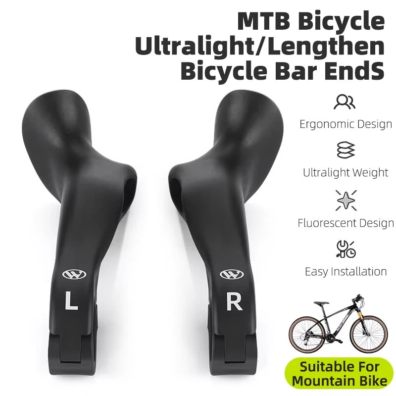 (image for) WEST BIKING Adjustable Fluorescent Bicycle Extended Handlebar Lightweight Mountain Bike Bar Ends Deputy Handle