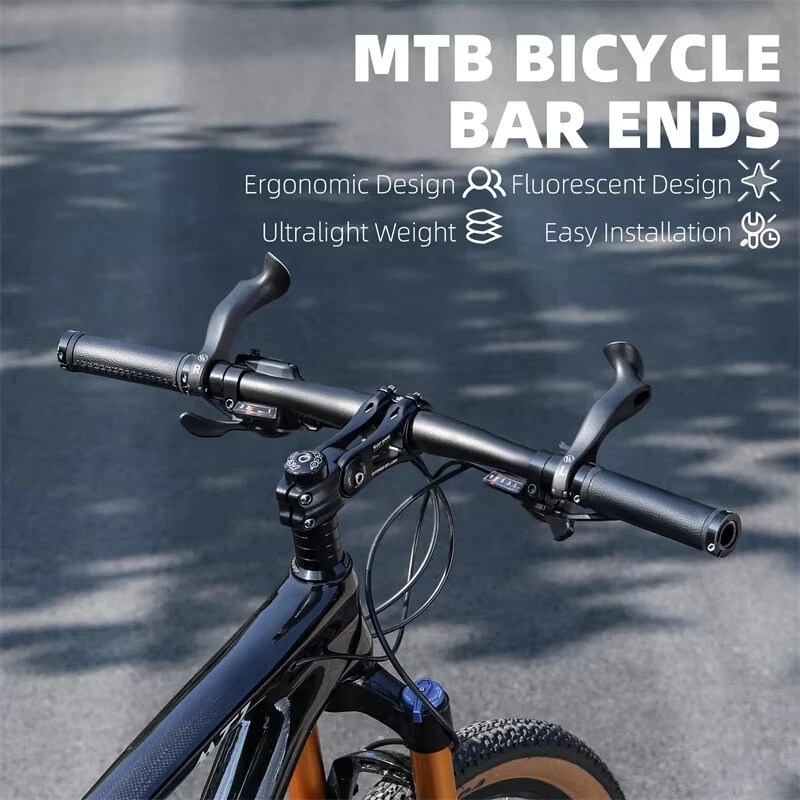 (image for) WEST BIKING Adjustable Fluorescent Bicycle Extended Handlebar Lightweight Mountain Bike Bar Ends Deputy Handle