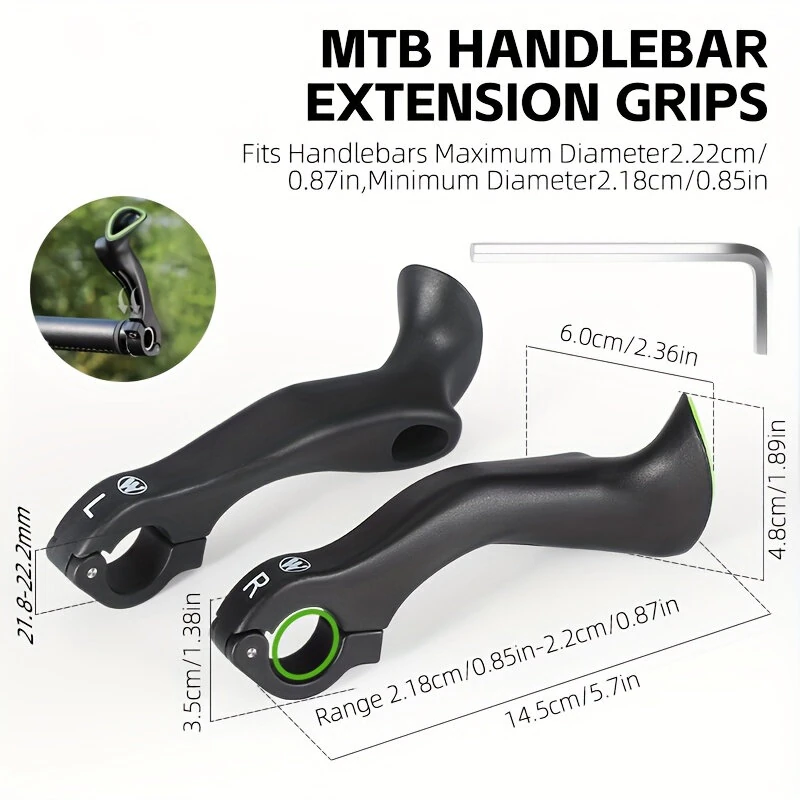 (image for) WEST BIKING Adjustable Fluorescent Bicycle Extended Handlebar Lightweight Mountain Bike Bar Ends Deputy Handle