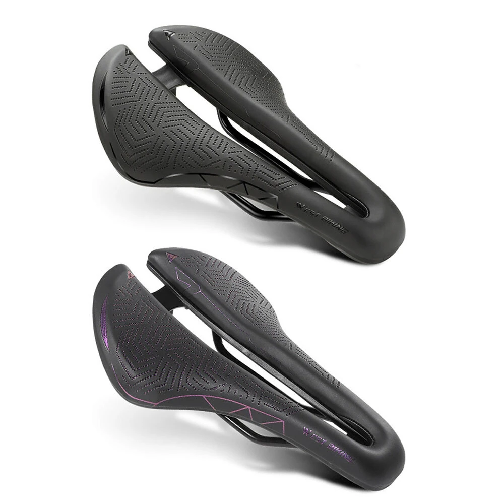 (image for) WEST BIKING Hollow Bicycle Saddle Breathable Comfortable PU Waterproof Aerodynamic Anti-slip Concave Point Cushion Shock Absorption Bike Seat for MTB Road Bike
