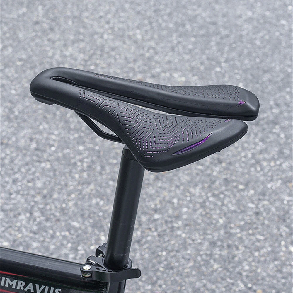 (image for) WEST BIKING Hollow Bicycle Saddle Breathable Comfortable PU Waterproof Aerodynamic Anti-slip Concave Point Cushion Shock Absorption Bike Seat for MTB Road Bike