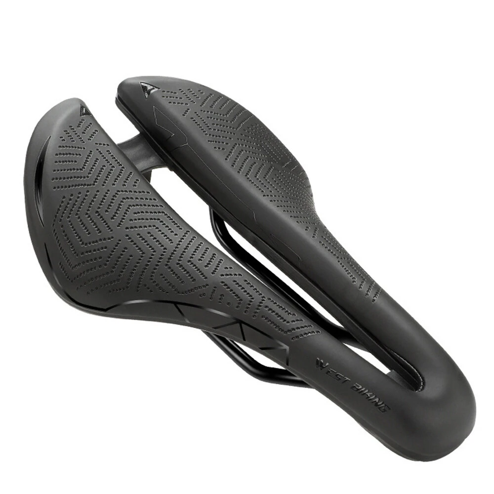 (image for) WEST BIKING Hollow Bicycle Saddle Breathable Comfortable PU Waterproof Aerodynamic Anti-slip Concave Point Cushion Shock Absorption Bike Seat for MTB Road Bike