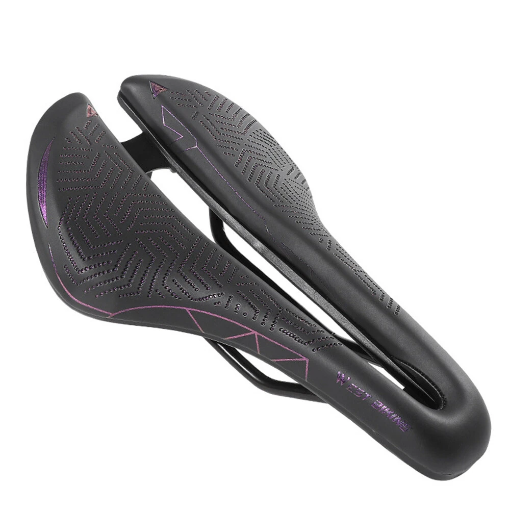 (image for) WEST BIKING Hollow Bicycle Saddle Breathable Comfortable PU Waterproof Aerodynamic Anti-slip Concave Point Cushion Shock Absorption Bike Seat for MTB Road Bike