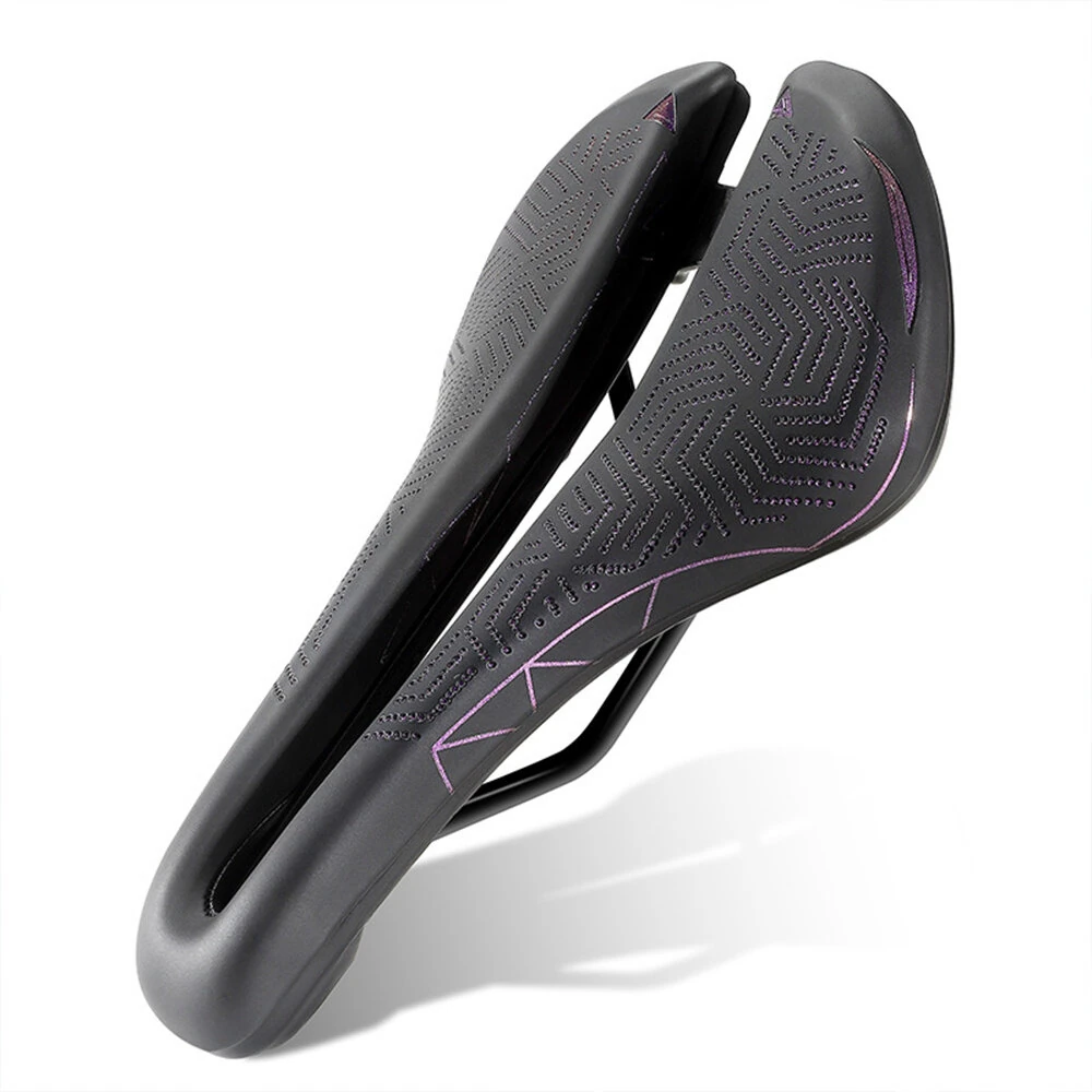 (image for) WEST BIKING Hollow Bicycle Saddle Breathable Comfortable PU Waterproof Aerodynamic Anti-slip Concave Point Cushion Shock Absorption Bike Seat for MTB Road Bike