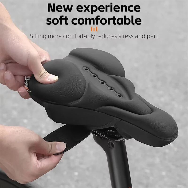 (image for) WEST BIKING Silicone High Elastic Bicycle Cushion Cover Breathable Soft Bike Seat Cushion with Rainproof Protection for Outdoor Riding