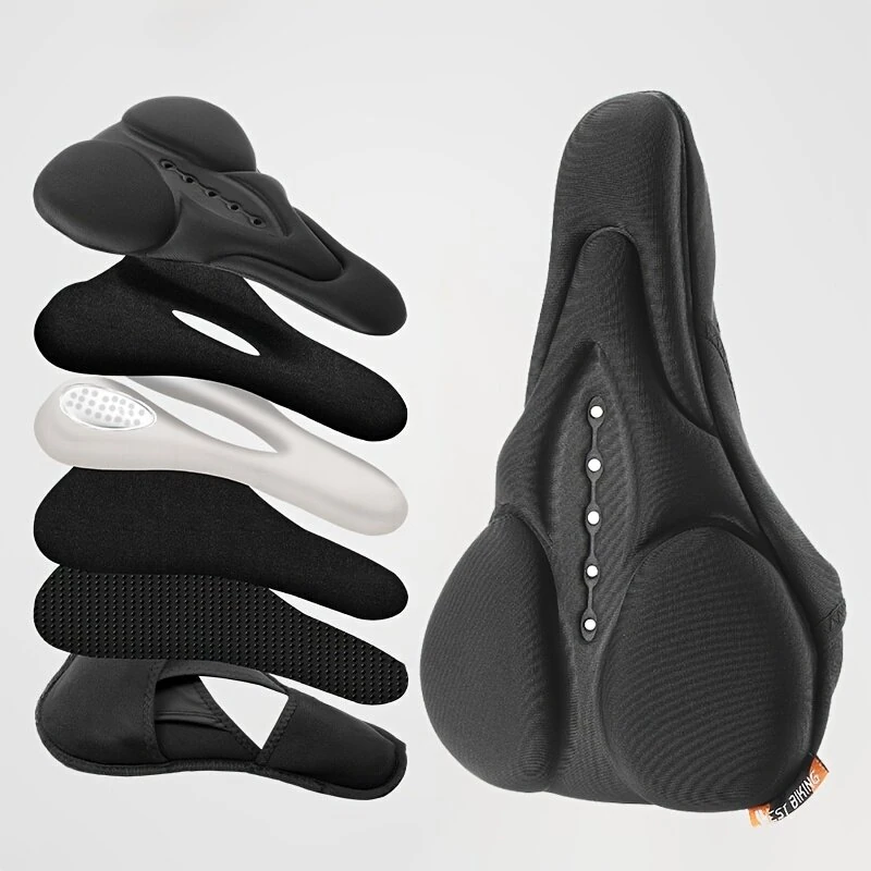 (image for) WEST BIKING Silicone High Elastic Bicycle Cushion Cover Breathable Soft Bike Seat Cushion with Rainproof Protection for Outdoor Riding