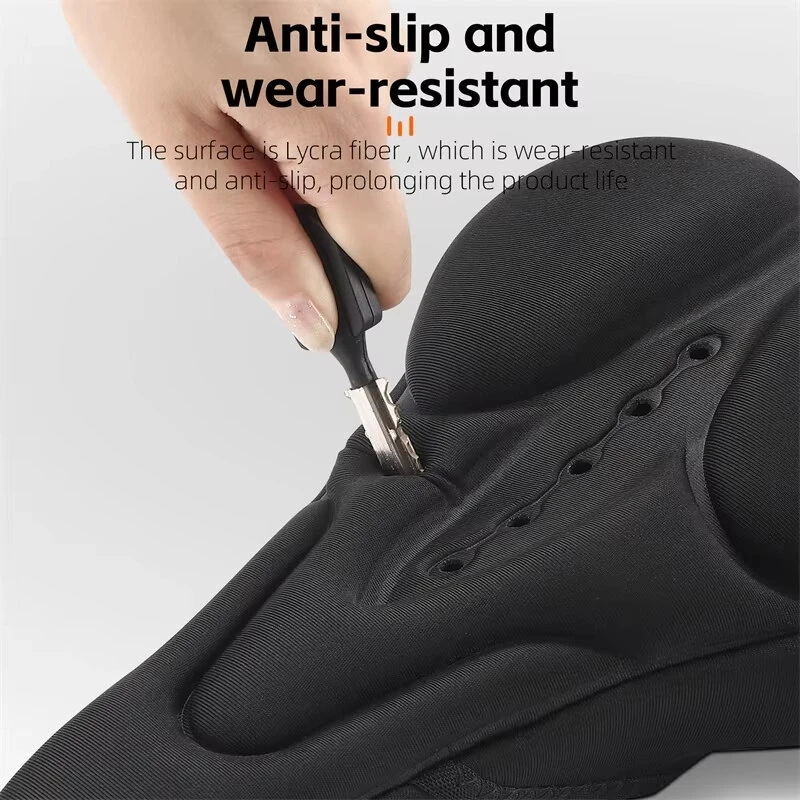 (image for) WEST BIKING Silicone High Elastic Bicycle Cushion Cover Breathable Soft Bike Seat Cushion with Rainproof Protection for Outdoor Riding