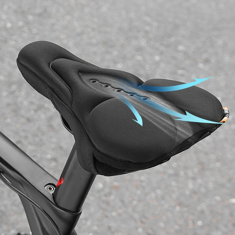 (image for) WEST BIKING Silicone High Elastic Bicycle Cushion Cover Breathable Soft Bike Seat Cushion with Rainproof Protection for Outdoor Riding