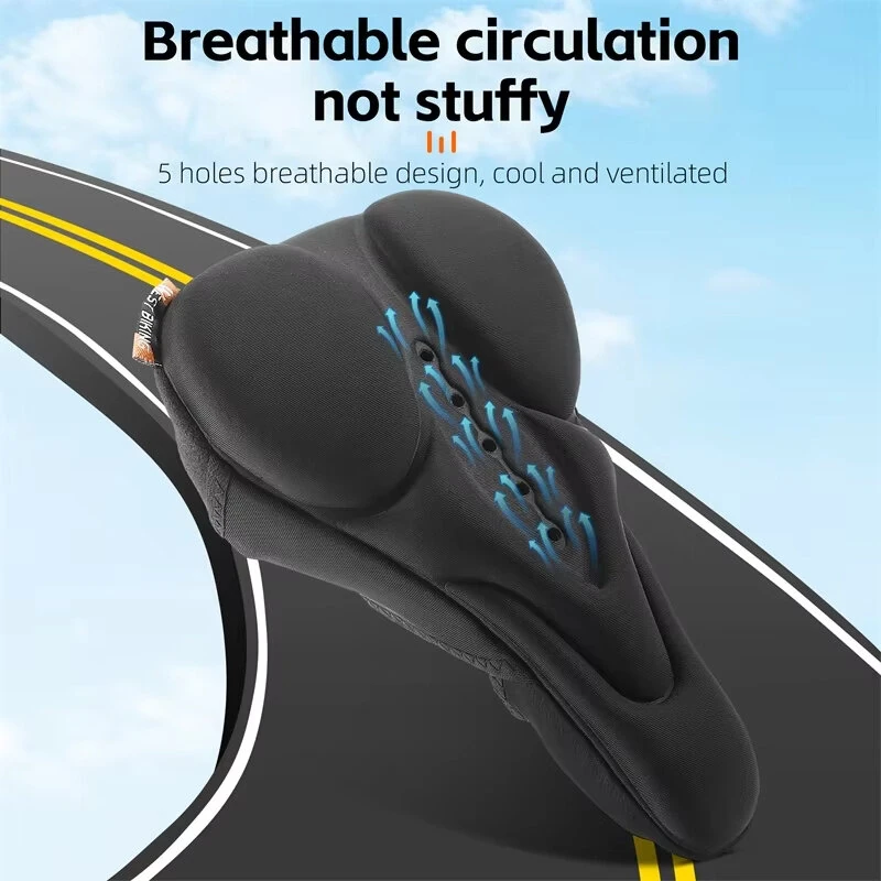 (image for) WEST BIKING Silicone High Elastic Bicycle Cushion Cover Breathable Soft Bike Seat Cushion with Rainproof Protection for Outdoor Riding